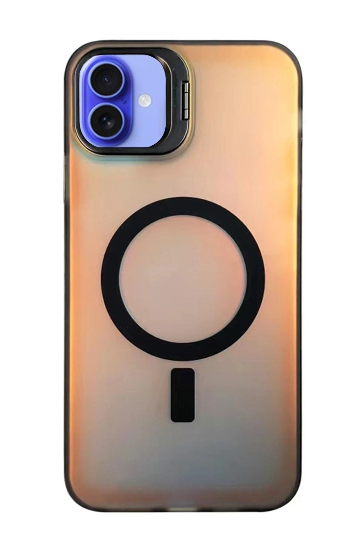 Mey İthalat®  iPhone 16 Plus Kılıf Primera Magsafe Standlı Kapak - Siyah