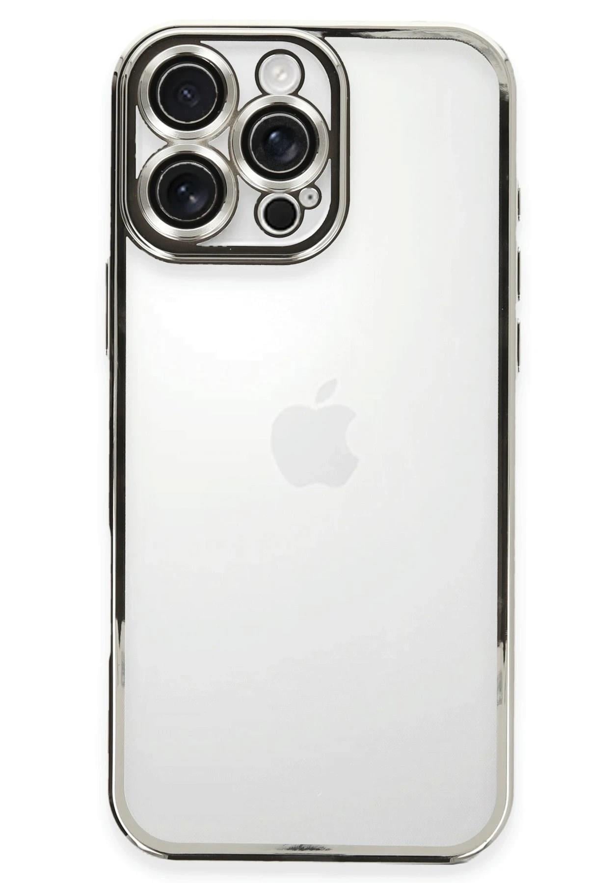 Mey İthalat®  iPhone 16 Pro Kılıf  Lensli Silikon - Gümüş