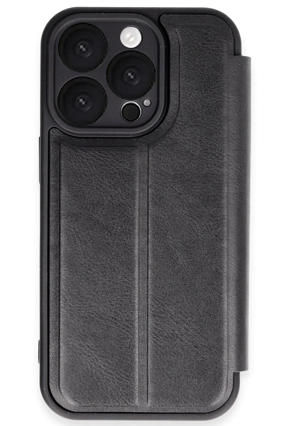 Mey İthalat®  iPhone 16 Pro Kılıf Flip Cover - Siyah