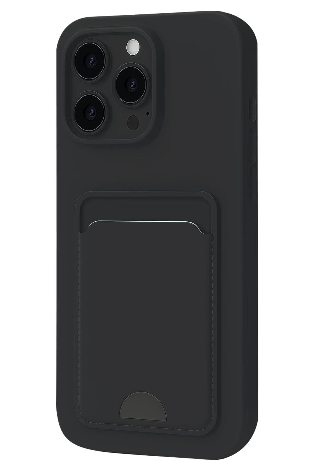 Mey İthalat®  iPhone 16 Pro Kılıf Kelvin Kartvizitli Silikon - Siyah