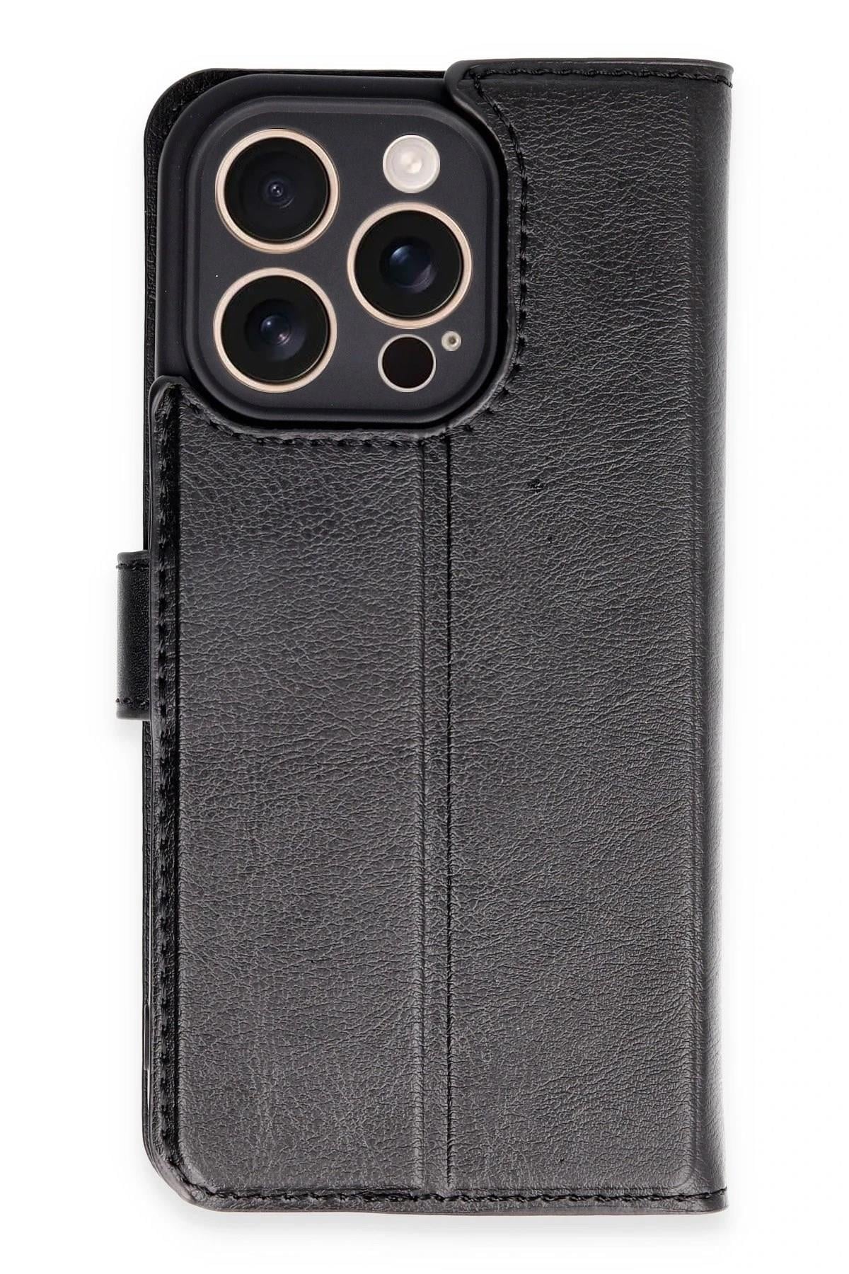Mey İthalat®  iPhone 16 Pro Kılıf Trend S Plus Kapaklı Kılıf - Siyah