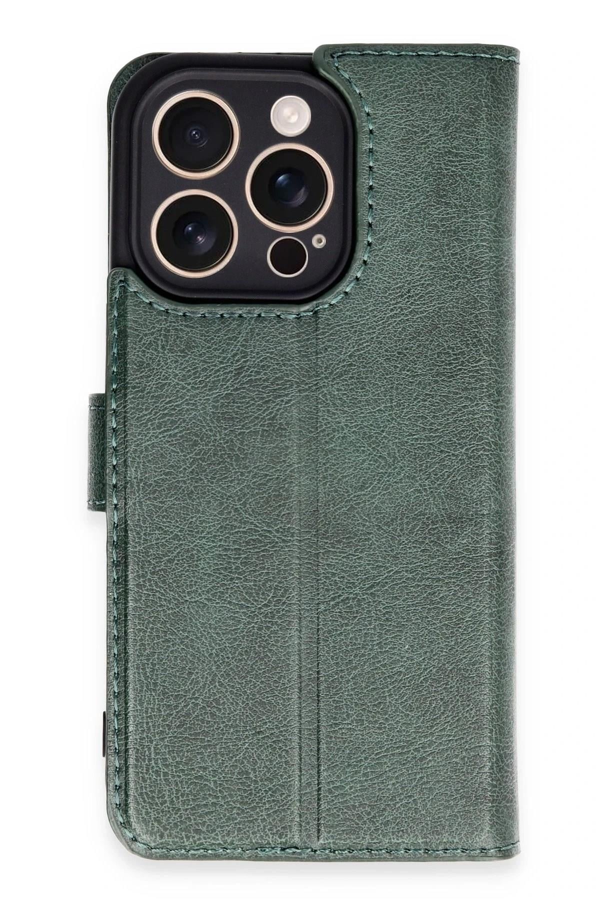 Mey İthalat®  iPhone 16 Pro Kılıf Trend S Plus Kapaklı Kılıf - Yeşil