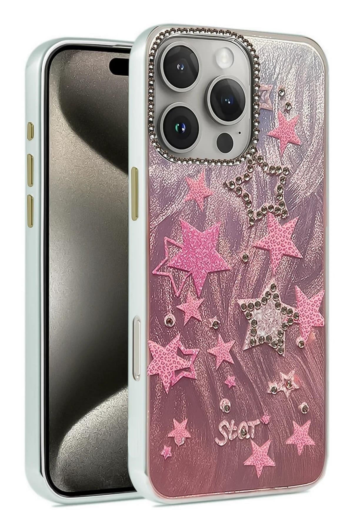 Mey İthalat®  iPhone 16 Pro Max Kılıf Blade Aynalı Desenli Kapak - Desen 7