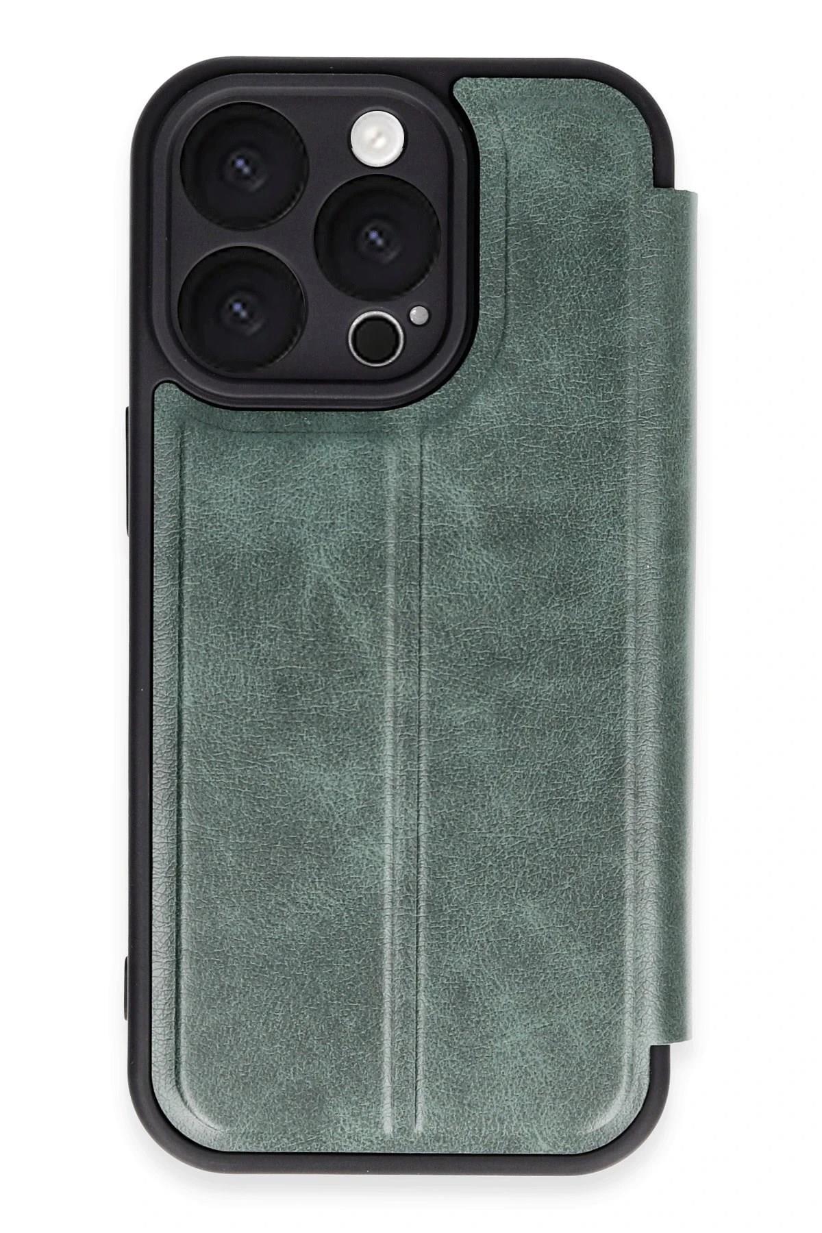 Mey İthalat®  iPhone 16 Pro Max Kılıf Flip Cover - Koyu Yeşil