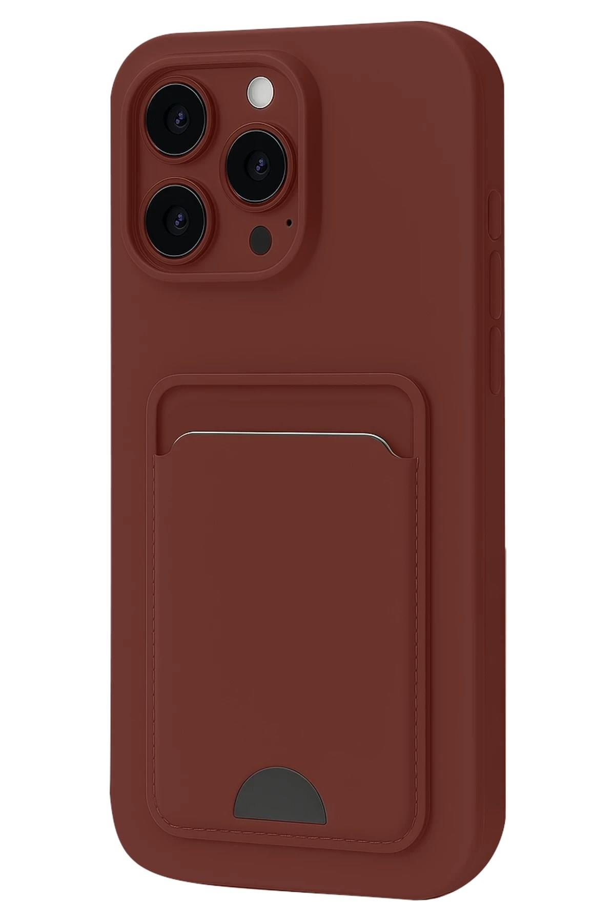 Mey İthalat®  iPhone 16 Pro Max Kılıf Kelvin Kartvizitli Silikon - Bordo
