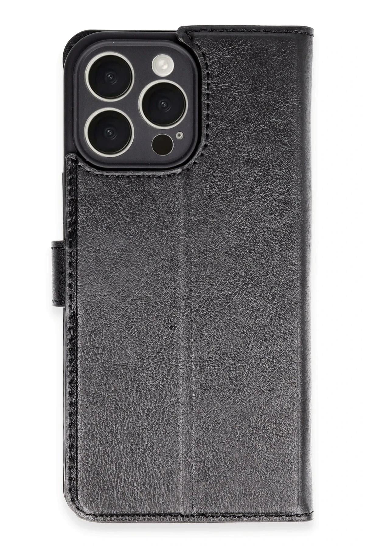 Mey İthalat®  iPhone 16 Pro Max Kılıf Trend S Plus Kapaklı Kılıf - Siyah
