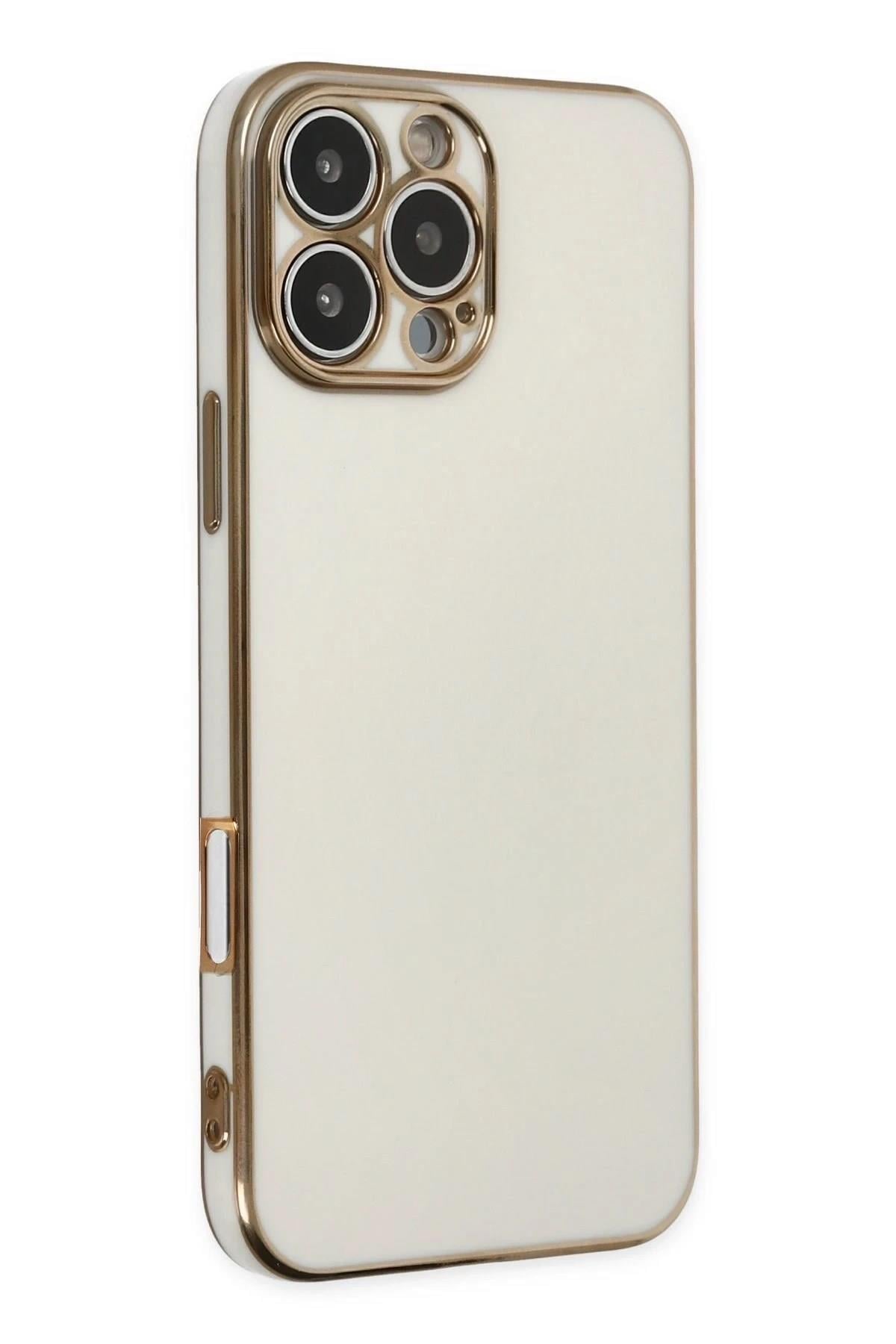 Mey İthalat®  iPhone 16 Pro Max Kılıf Volet Silikon - Beyaz
