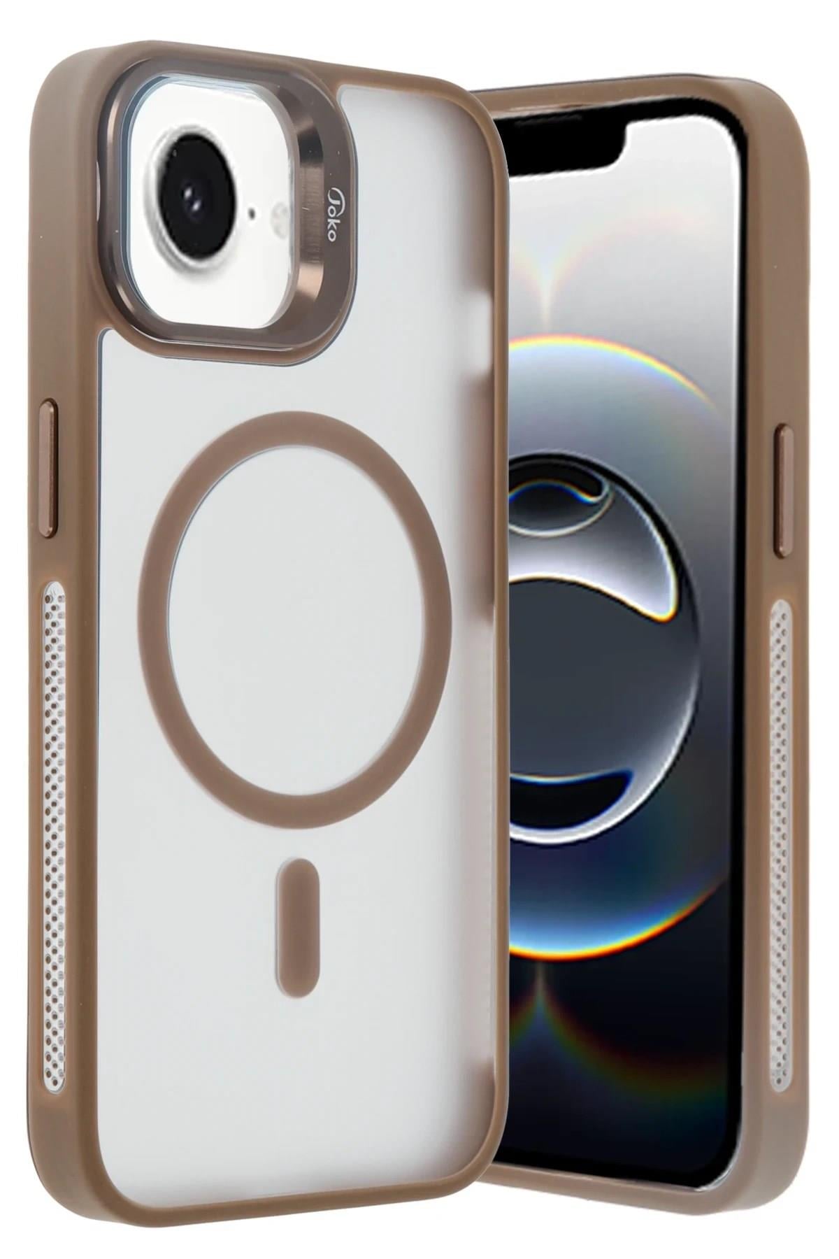 Mey İthalat®  iPhone 16E Flet Lens Magsafe Kapak - Gold