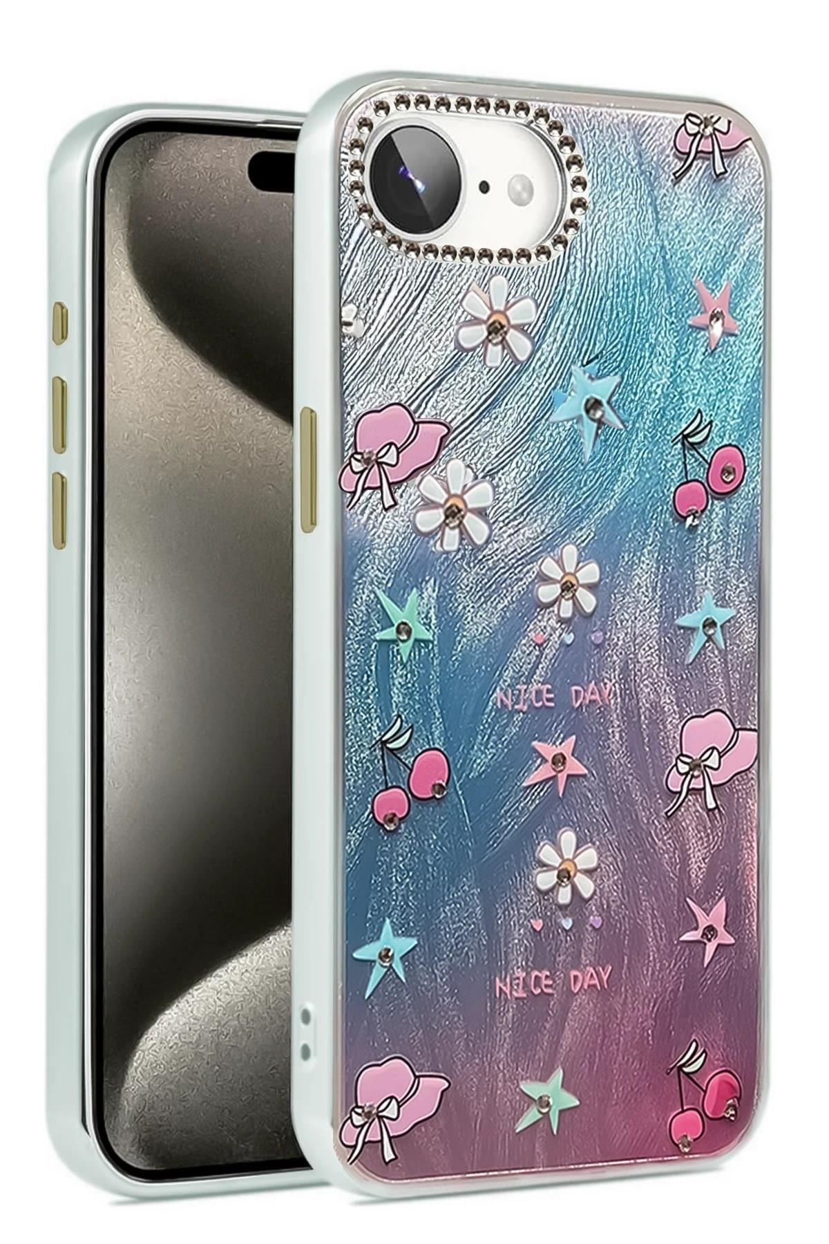 Mey İthalat®  iPhone 16E Kılıf Blade Aynalı Desenli Kapak - Desen 4