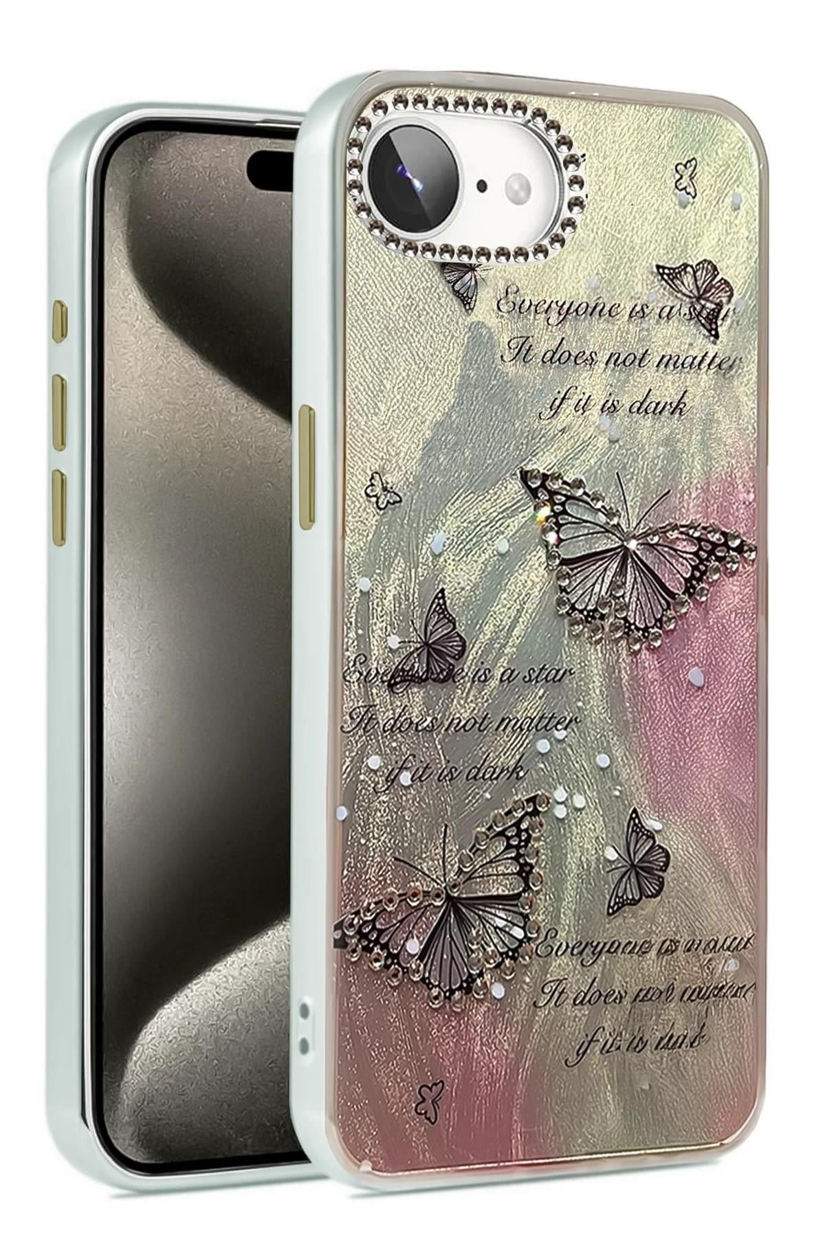 Mey İthalat®  iPhone 16E Kılıf Blade Aynalı Desenli Kapak - Desen 6