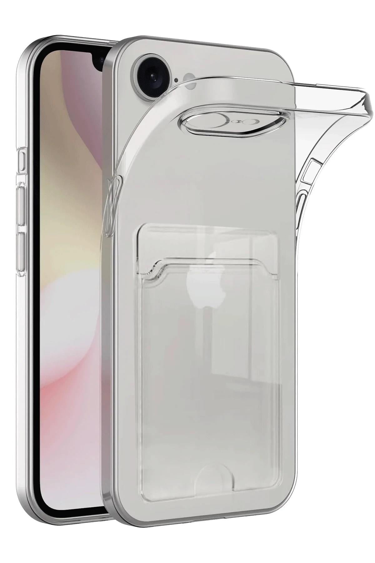 Mey İthalat®  iPhone 16E Kılıf Kart Şeffaf Silikon - Şeffaf