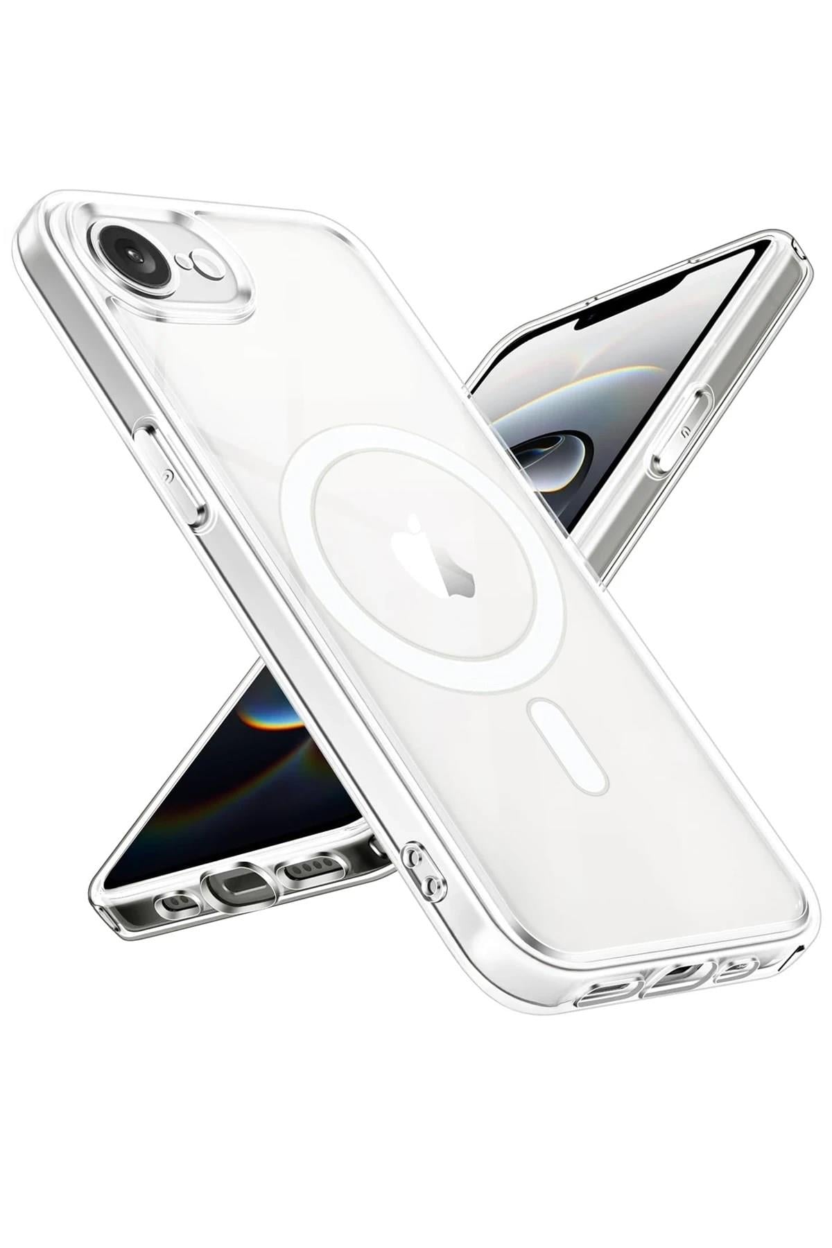 Mey İthalat®  iPhone 16E Kılıf Magneticsafe Şeffaf Silikon - Şeffaf