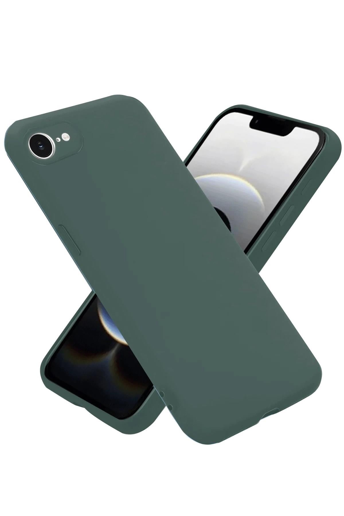 Mey İthalat®  iPhone 16E Kılıf Nano içi Kadife Silikon - Koyu Yeşil