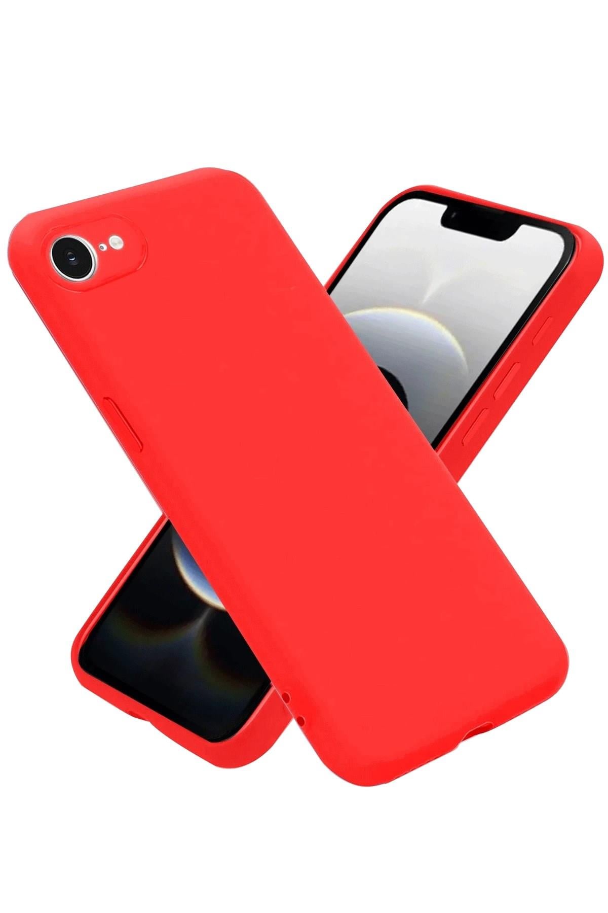 Mey İthalat®  iPhone 16E Kılıf Nano içi Kadife Silikon - Kırmızı