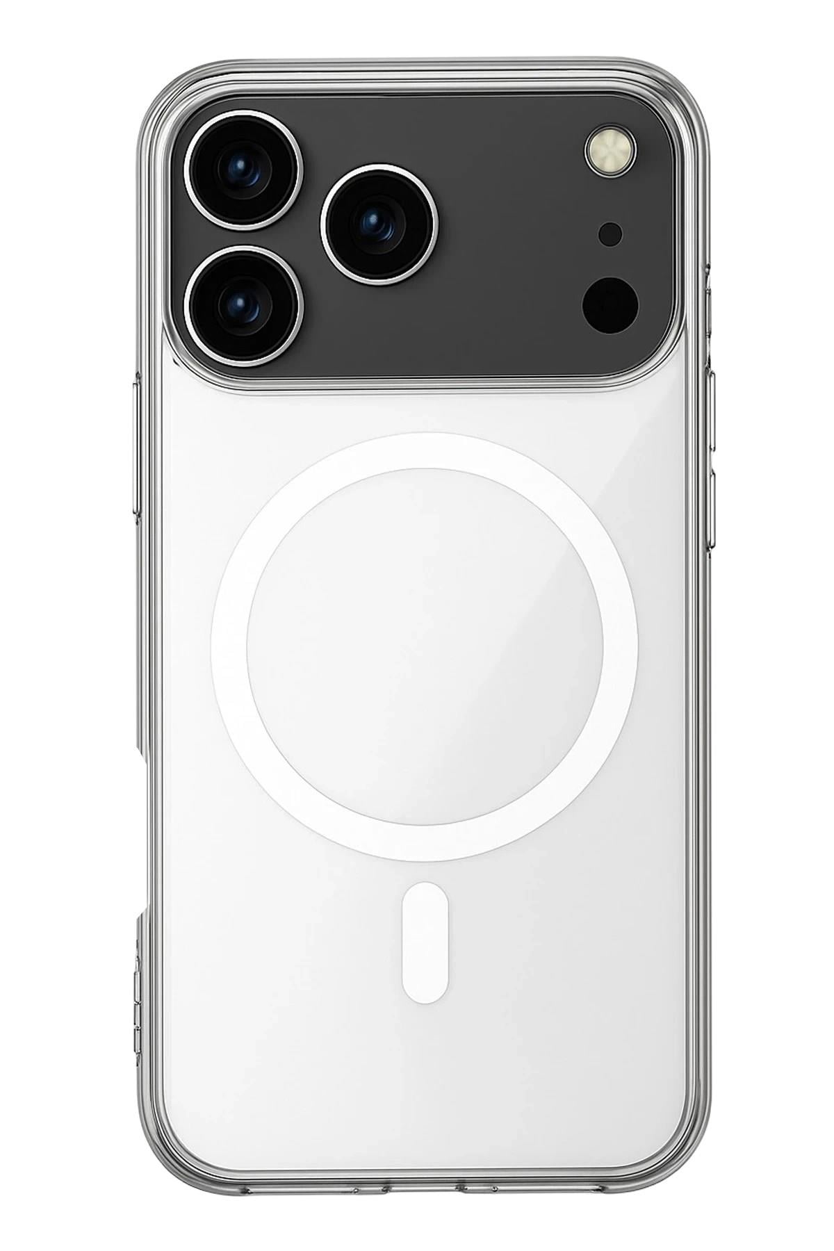 Mey İthalat®  iPhone 17 Pro Max Kılıf Magneticsafe Şeffaf Silikon - Şeffaf