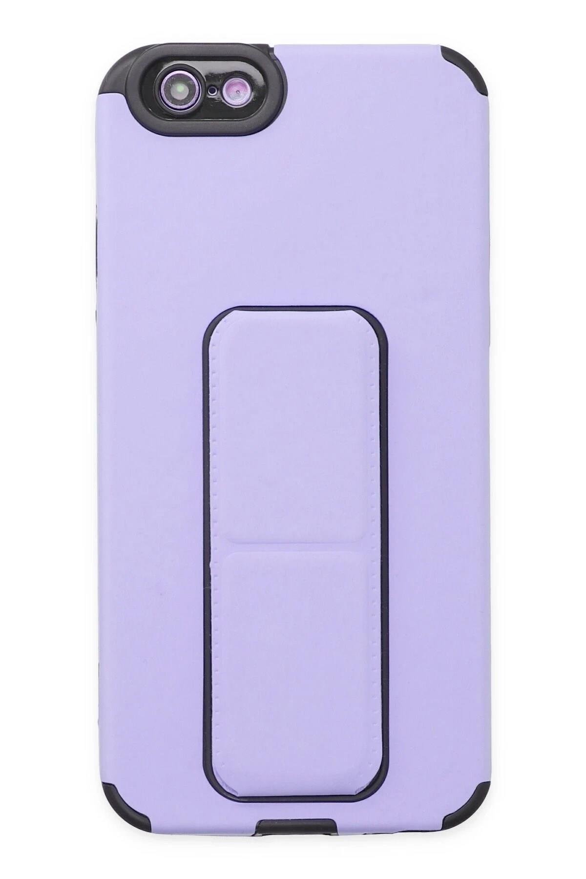 Mey İthalat®  iPhone 6 Kılıf Mega Standlı Silikon - Lila
