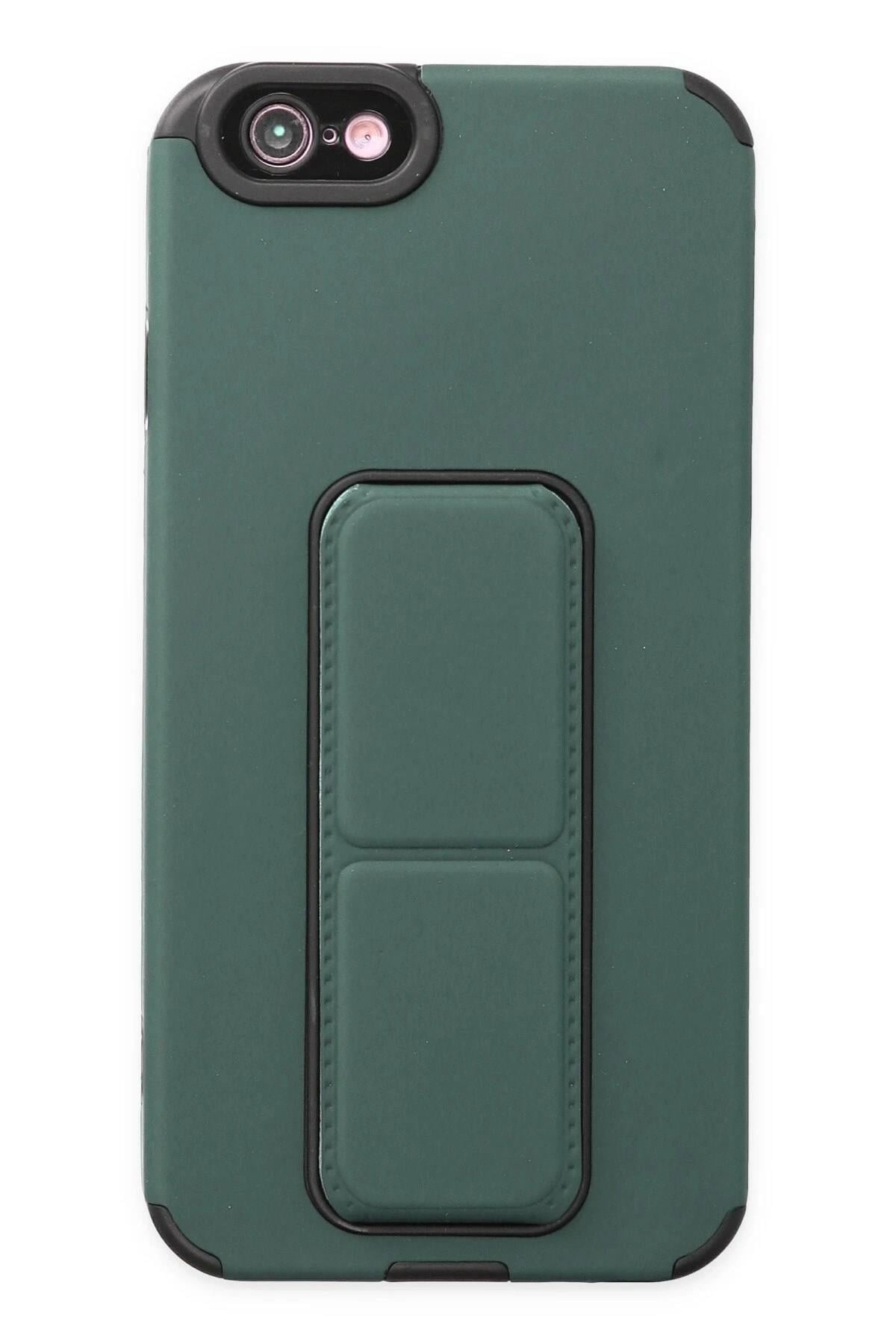 Mey İthalat®  iPhone 6 Kılıf Mega Standlı Silikon - Yeşil
