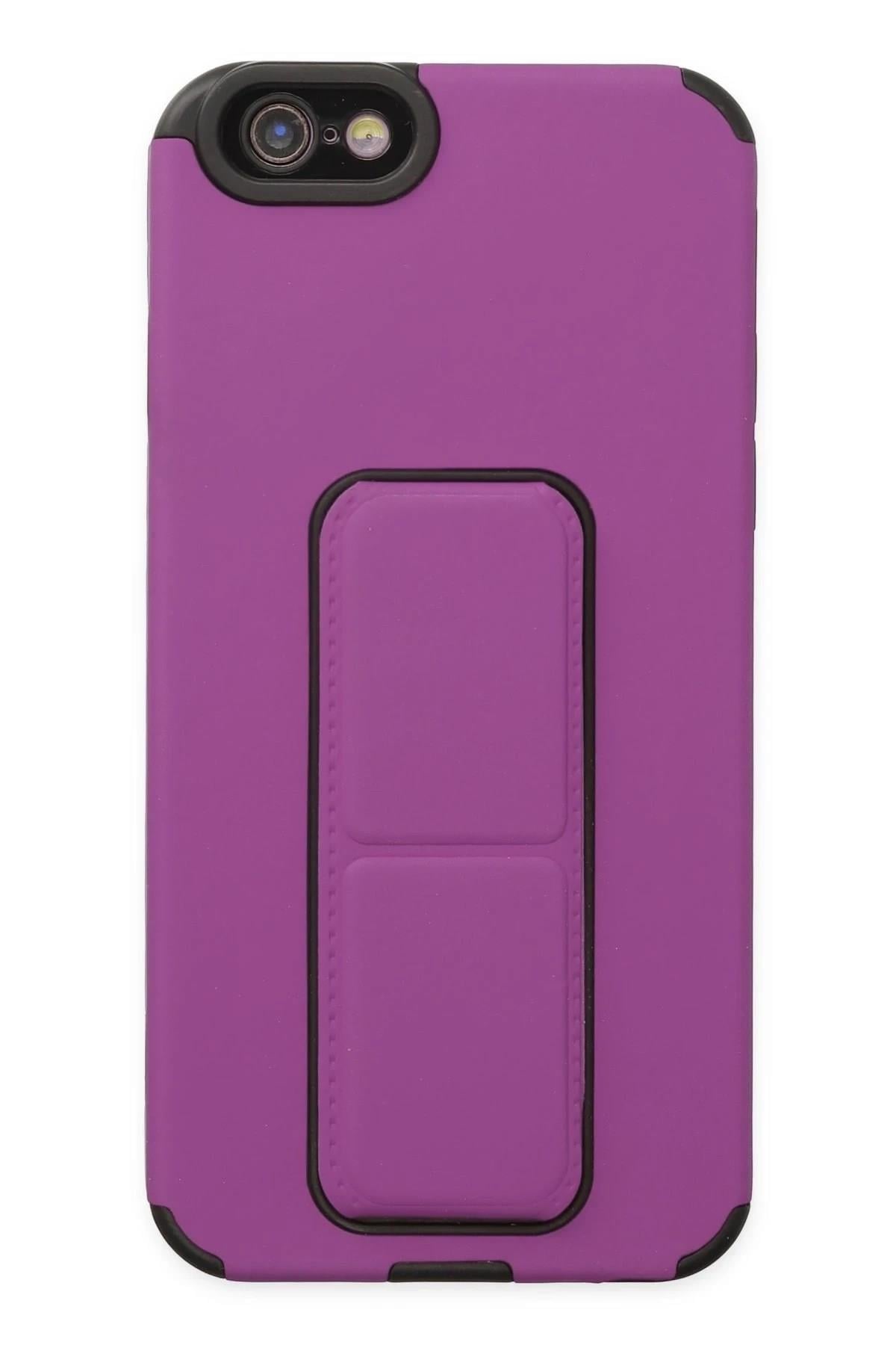 Mey İthalat®  iPhone 6 Kılıf Mega Standlı Silikon - Mor