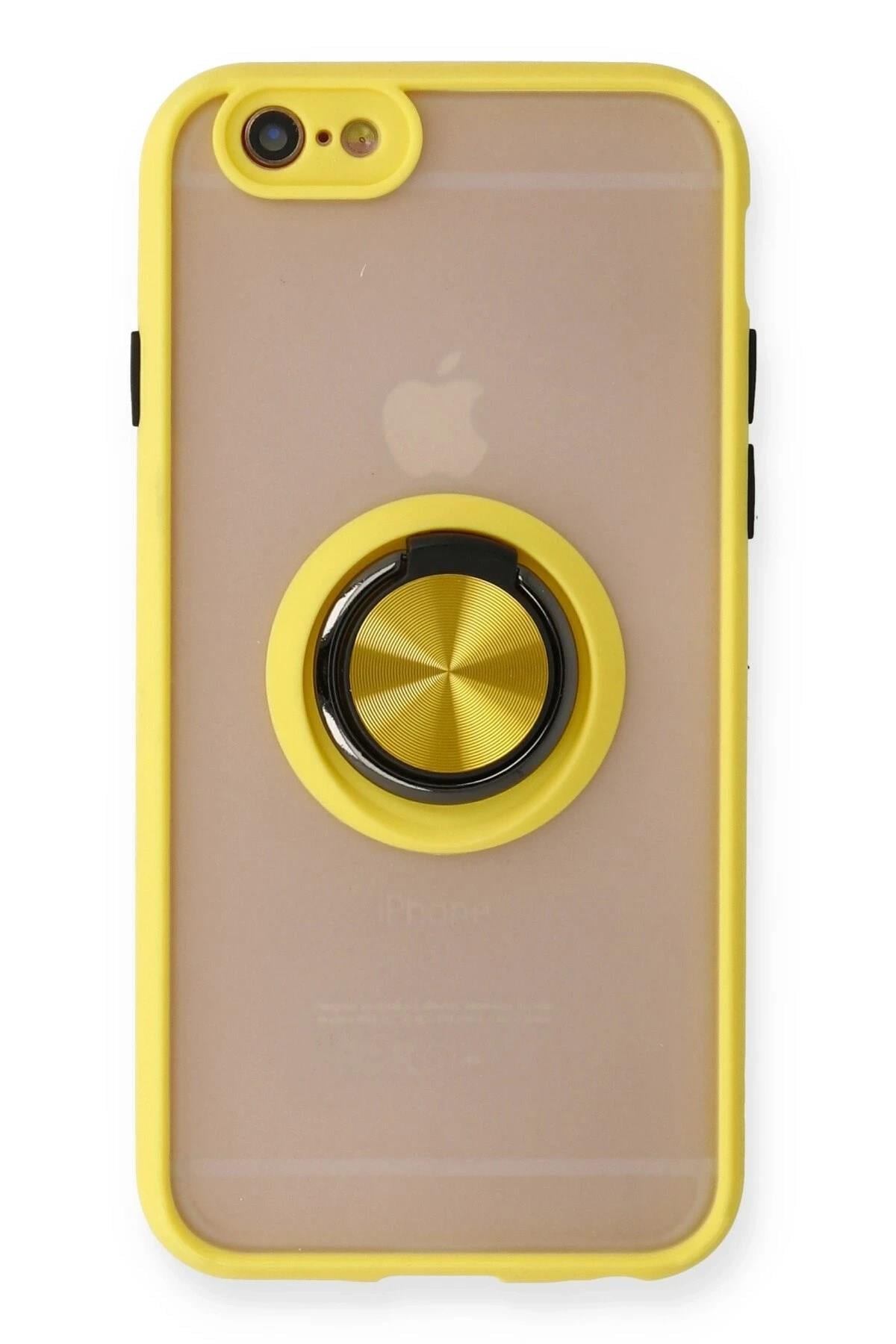 Mey İthalat®  iPhone 6 Kılıf Montreal Yüzüklü Silikon Kapak - Sarı