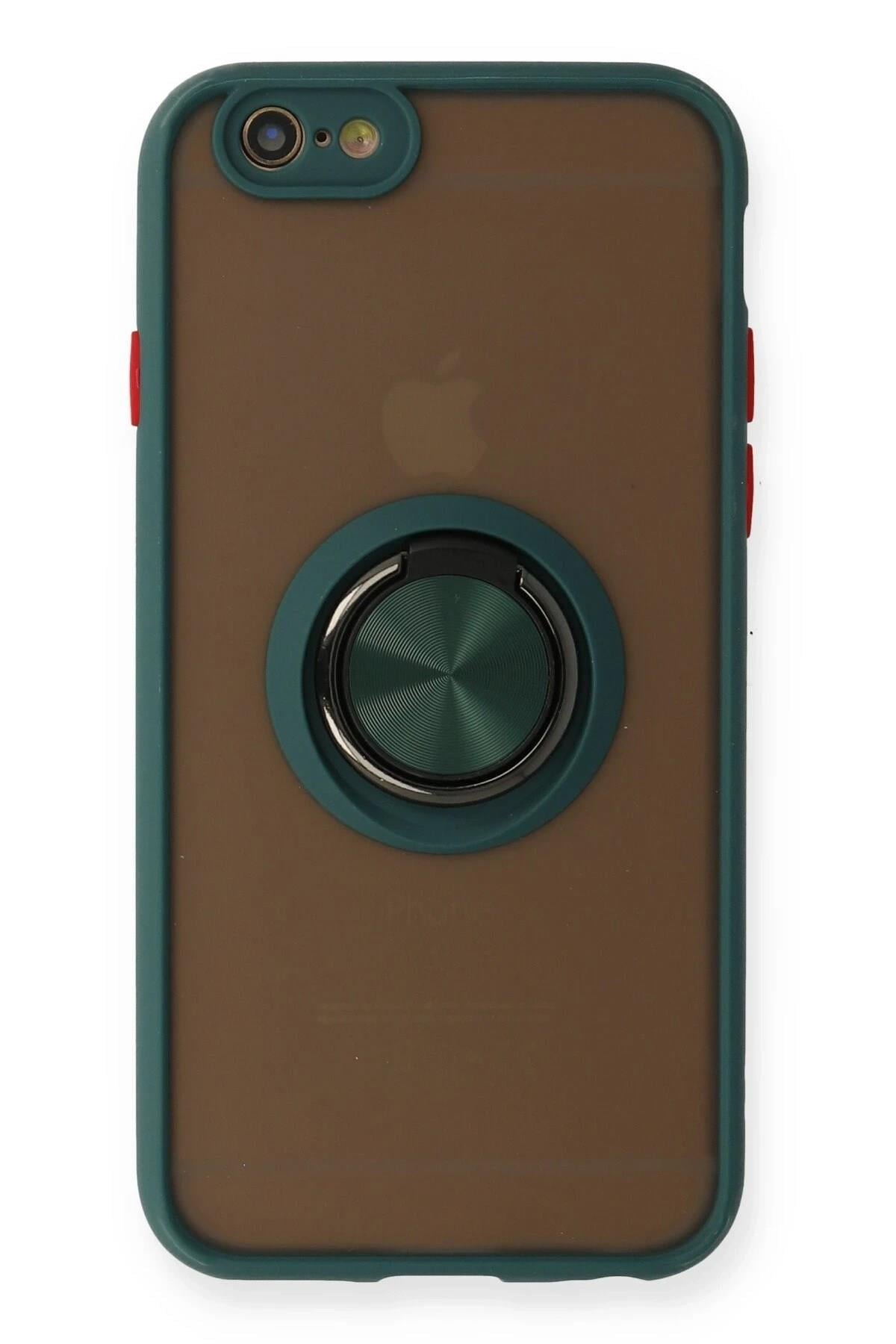 Mey İthalat®  iPhone 6 Kılıf Montreal Yüzüklü Silikon Kapak - Yeşil