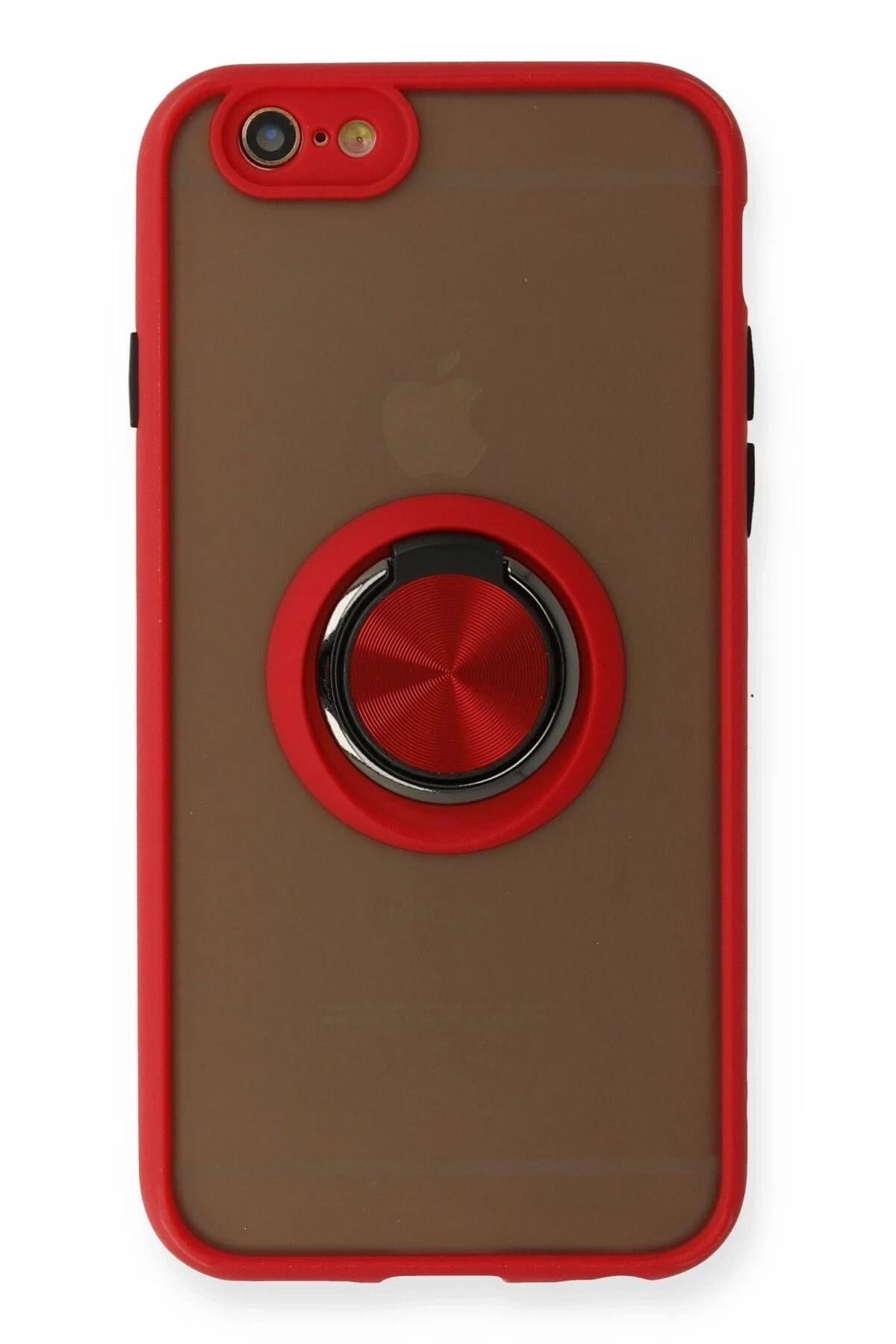 Mey İthalat®  iPhone 6 Kılıf Montreal Yüzüklü Silikon Kapak - Kırmızı