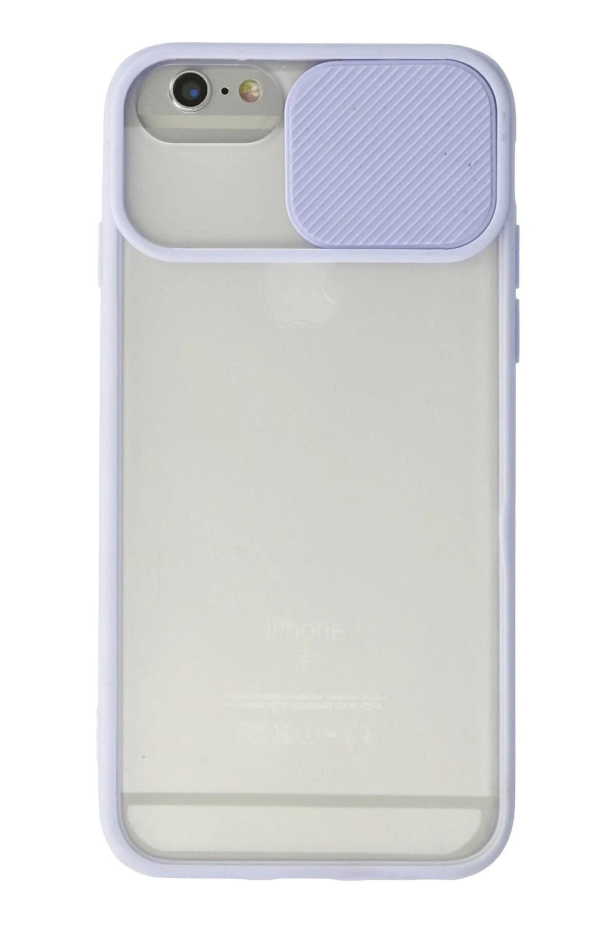 Mey İthalat®  iPhone 6 Kılıf Palm Buzlu Kamera Sürgülü Silikon - Lila