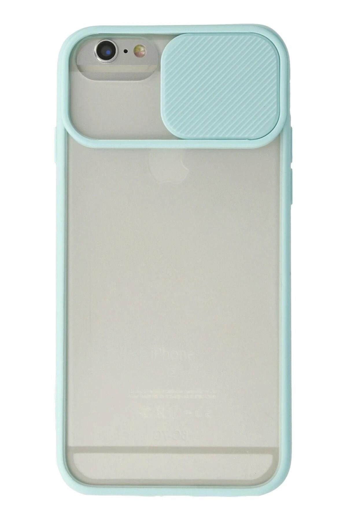 Mey İthalat®  iPhone 6 Kılıf Palm Buzlu Kamera Sürgülü Silikon - Turkuaz