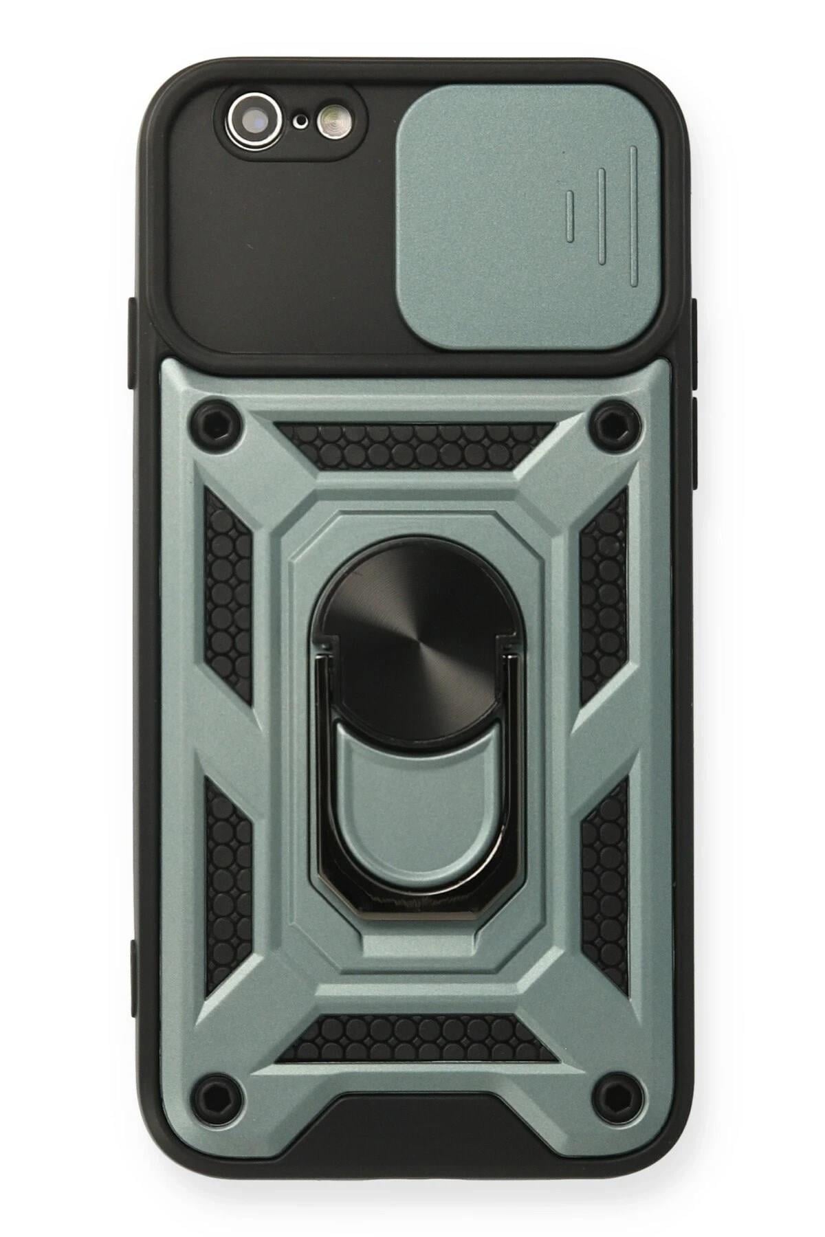 Mey İthalat®  iPhone 6 Kılıf Pars Lens Yüzüklü Silikon - Yeşil