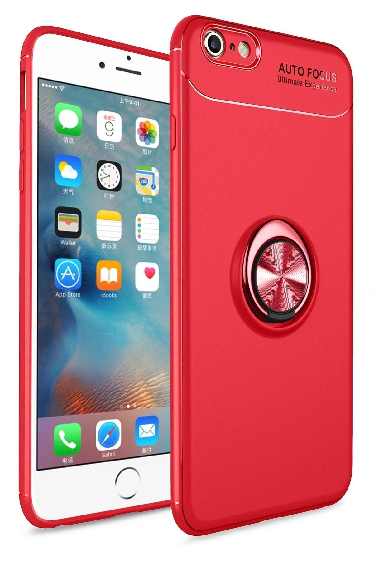 Mey İthalat®  iPhone 6 Kılıf Range Yüzüklü Silikon - Kırmızı