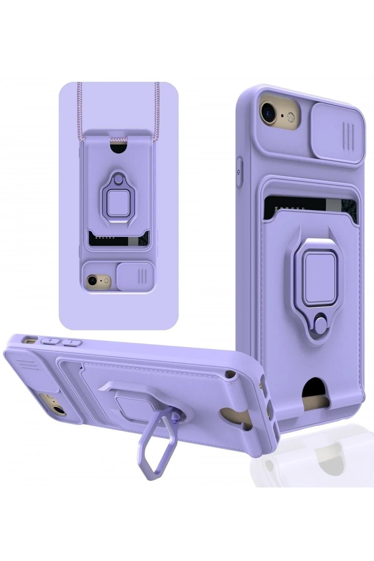 Mey İthalat®  iPhone 6 Kılıf Zuma Kartvizitli Yüzüklü Silikon - Lila