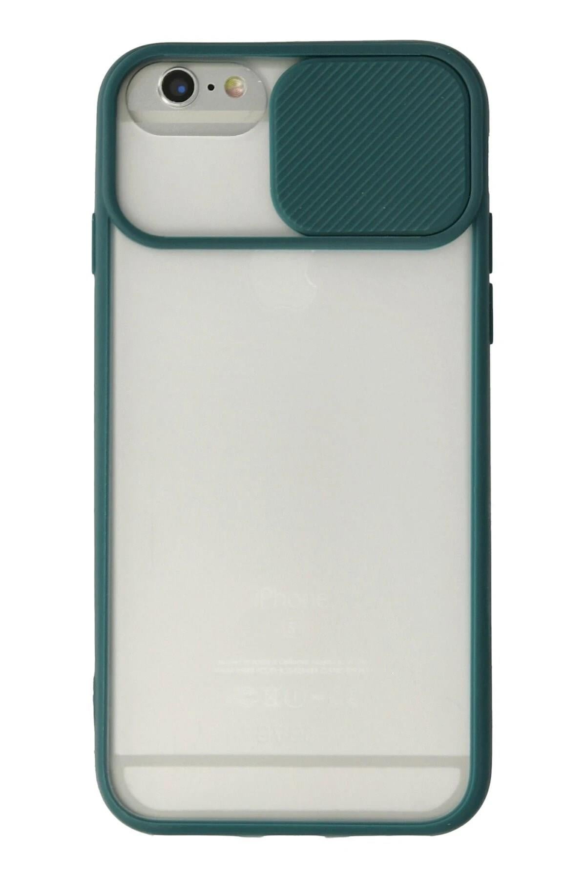Mey İthalat®  iPhone 6 Plus Kılıf Palm Buzlu Kamera Sürgülü Silikon - Yeşil