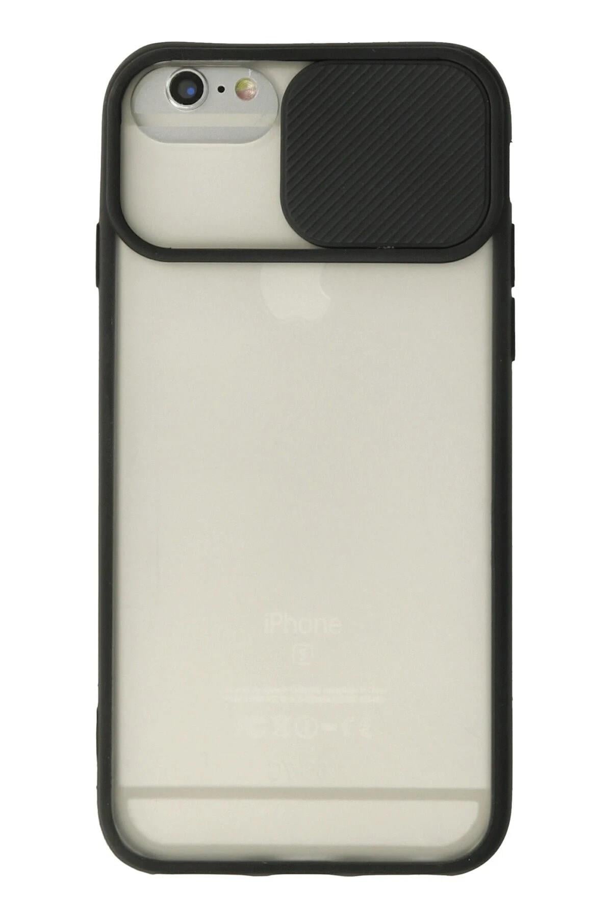 Mey İthalat®  iPhone 6 Plus Kılıf Palm Buzlu Kamera Sürgülü Silikon - Siyah