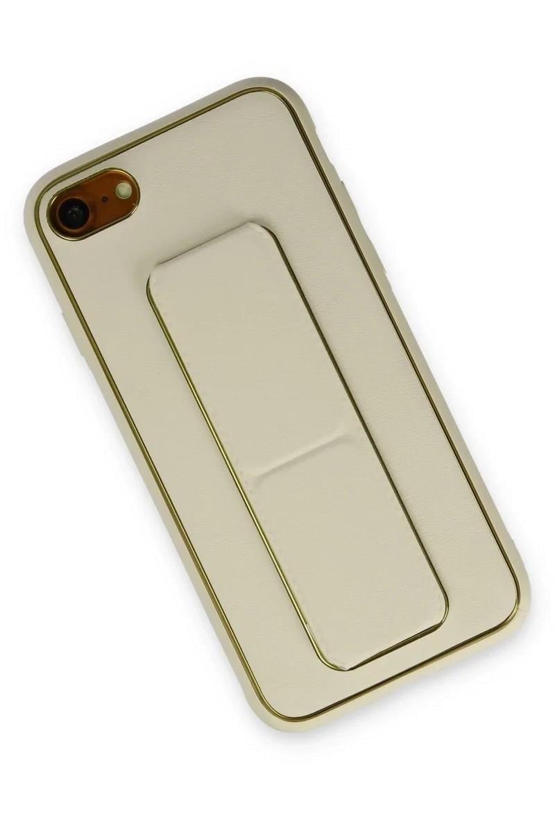Mey İthalat®  iPhone 7 Kılıf Coco Deri Standlı Kapak - Beyaz