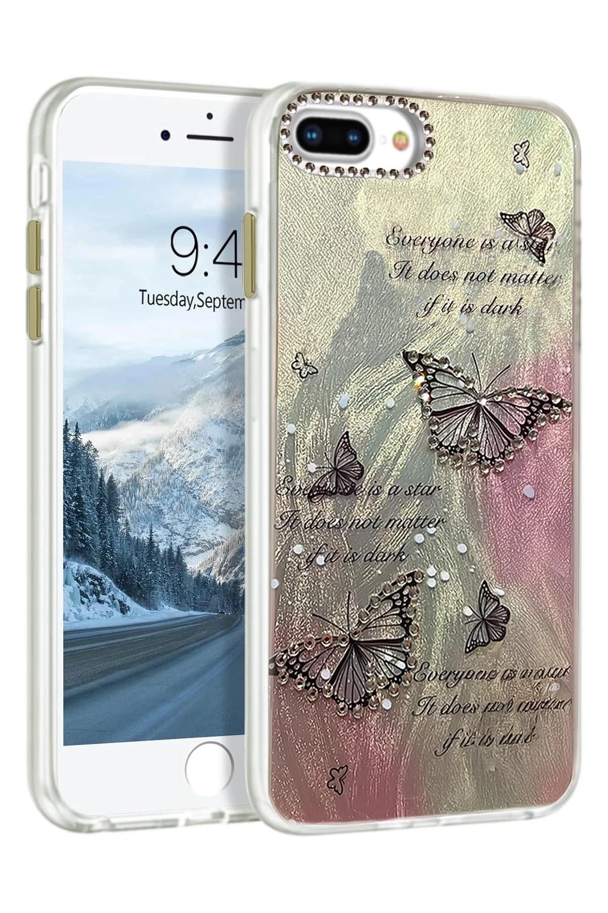 Mey İthalat®  iPhone 7 Plus Kılıf Blade Aynalı Desenli Kapak - Desen 6