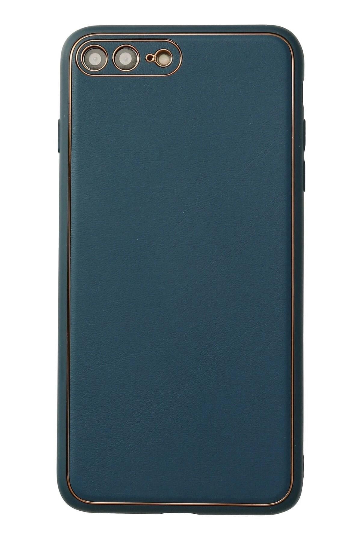 Mey İthalat®  iPhone 7 Plus Kılıf Coco Deri Silikon Kapak - Mavi