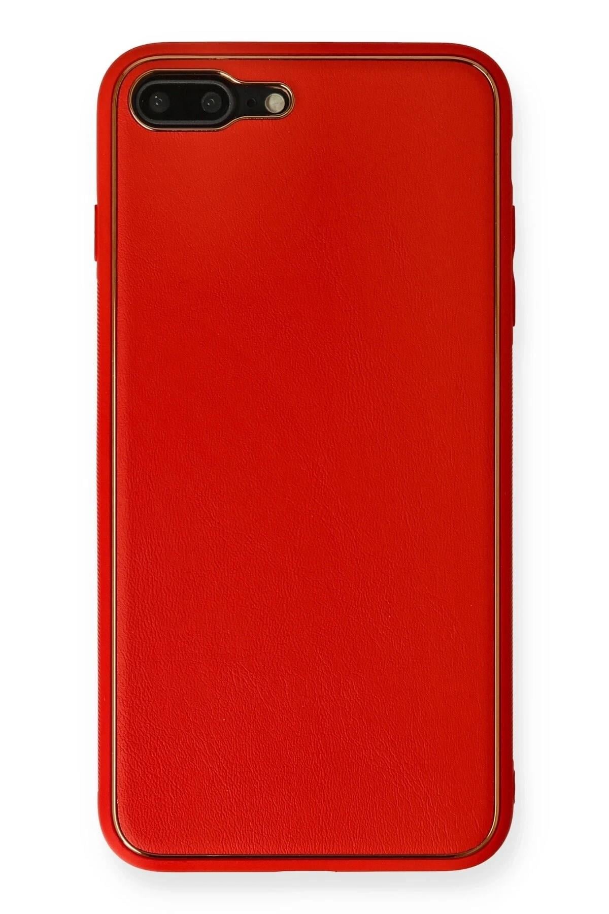 Mey İthalat®  iPhone 7 Plus Kılıf Coco Deri Silikon Kapak - Kırmızı