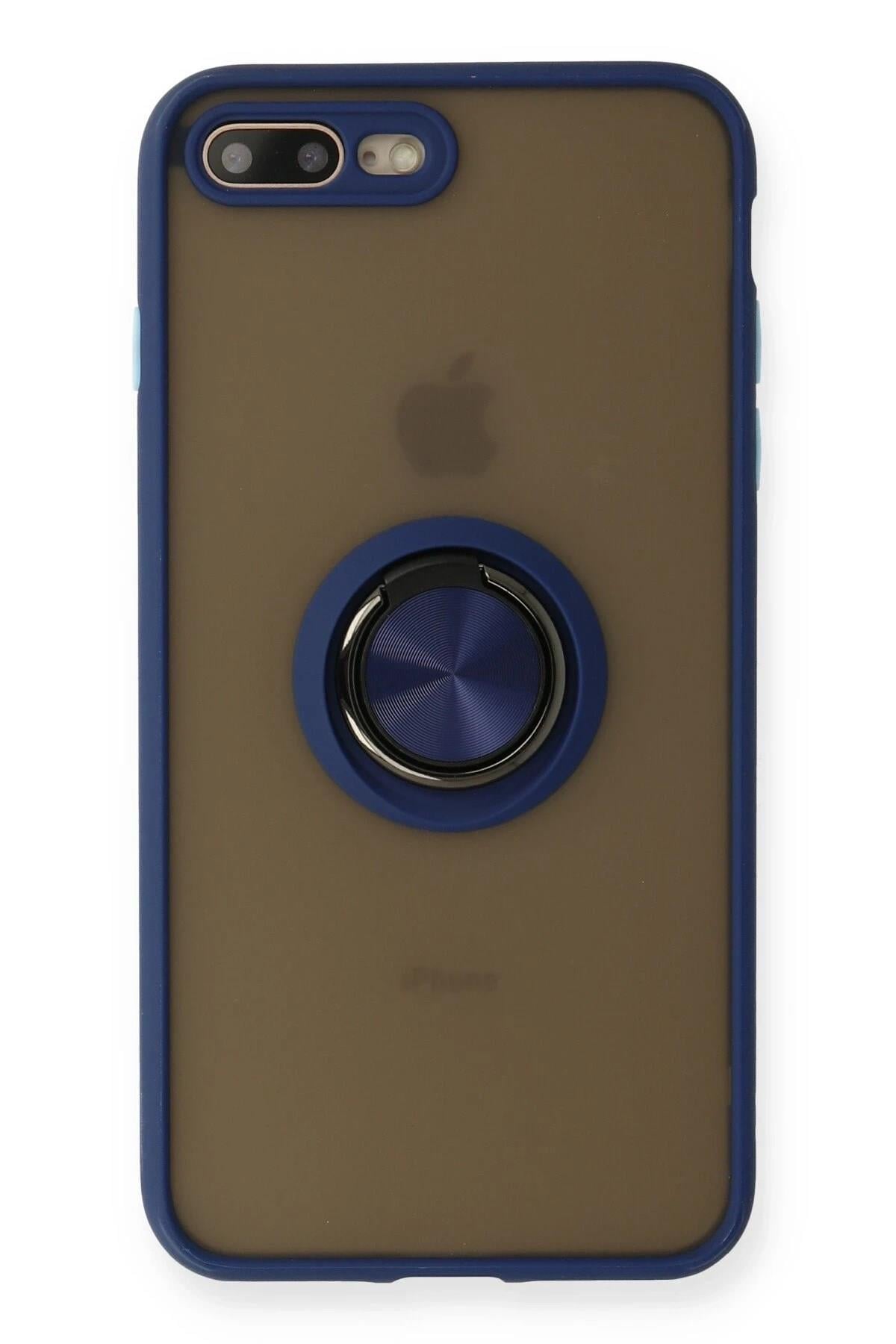 Mey İthalat®  iPhone 7 Plus Kılıf Montreal Yüzüklü Silikon Kapak - Lacivert