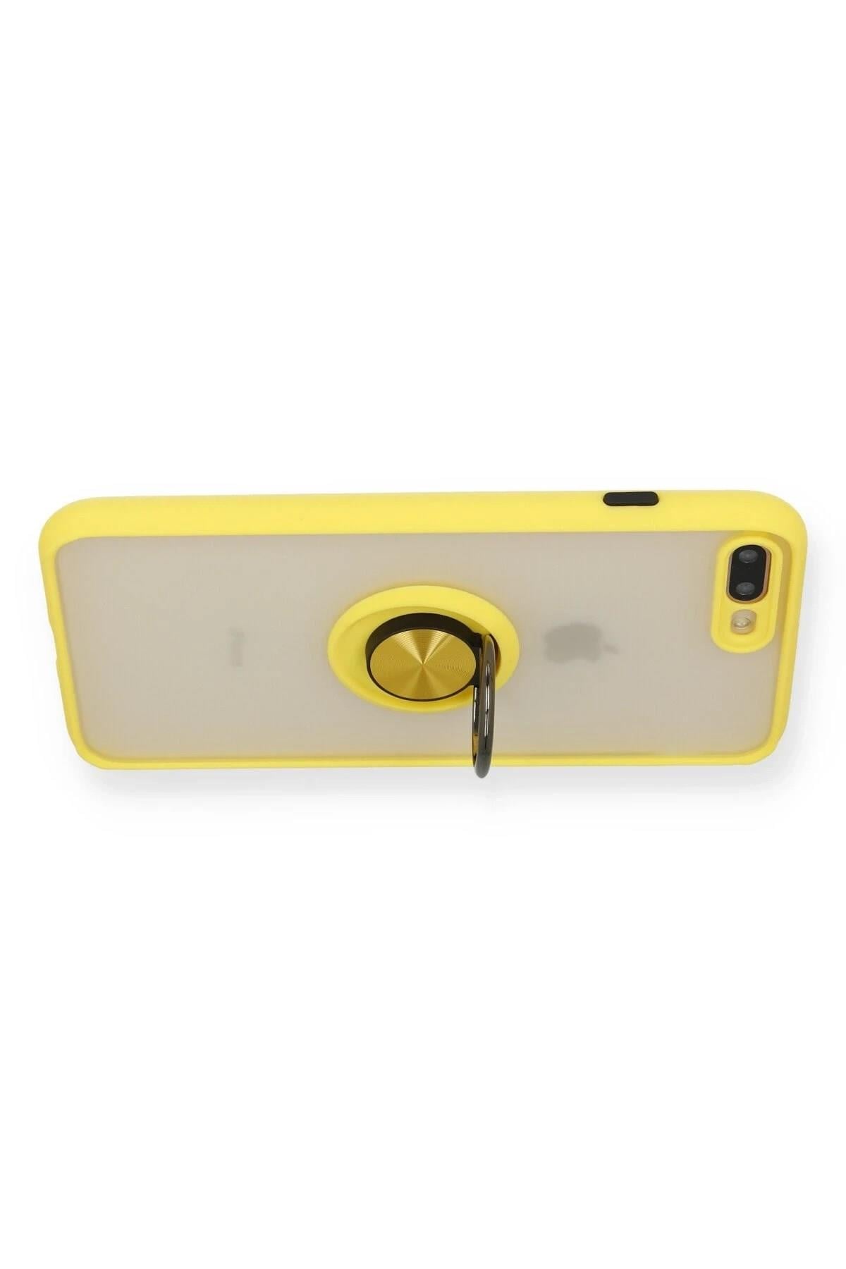 Mey İthalat®  iPhone 7 Plus Kılıf Montreal Yüzüklü Silikon Kapak - Sarı