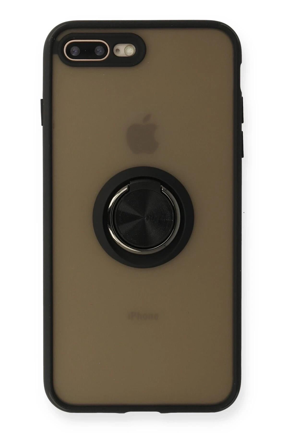 Mey İthalat®  iPhone 7 Plus Kılıf Montreal Yüzüklü Silikon Kapak - Siyah