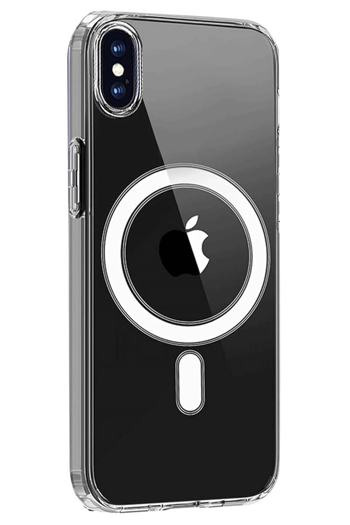 Mey İthalat®  iPhone X Kılıf Magneticsafe Şeffaf Silikon - Şeffaf
