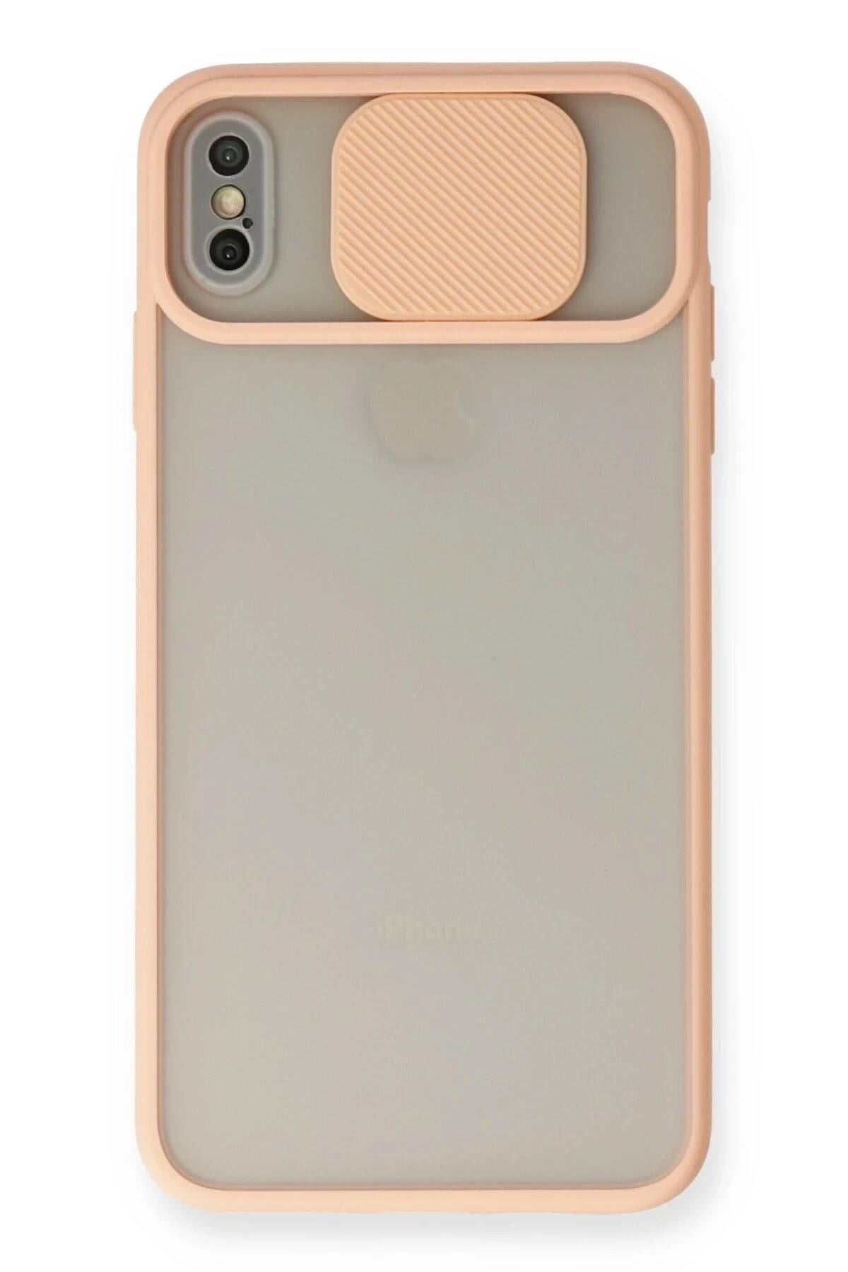 Mey İthalat®  iPhone X Kılıf Palm Buzlu Kamera Sürgülü Silikon - Pembe