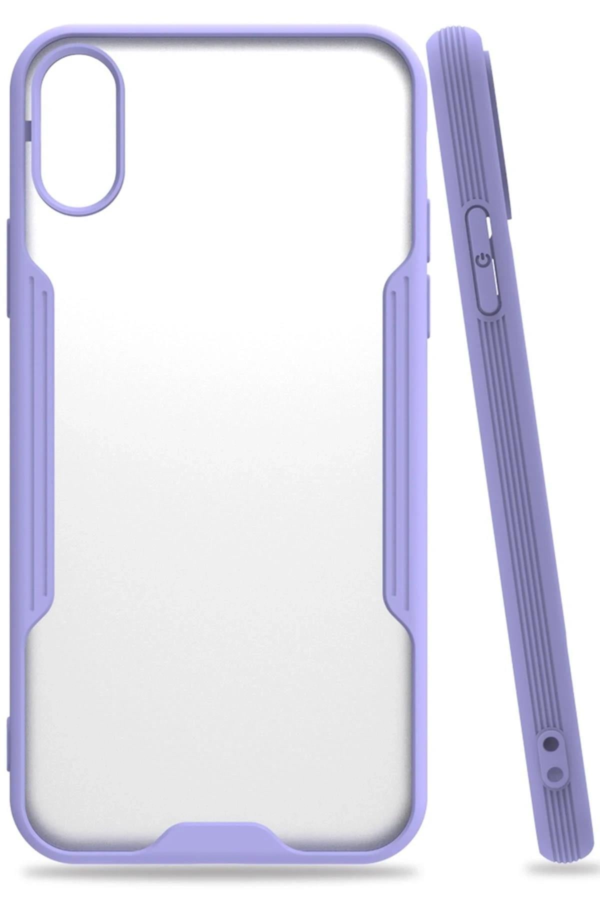Mey İthalat®  iPhone X Kılıf Platin Silikon - Lila