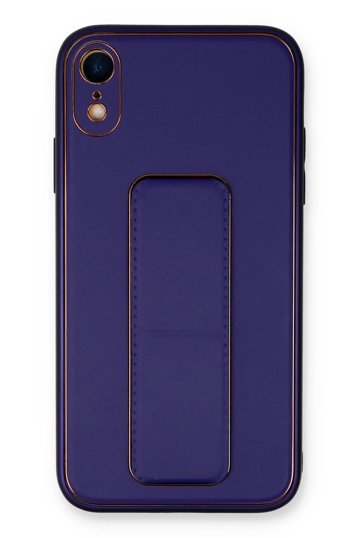 Mey İthalat®  iPhone XR Kılıf Coco Deri Standlı Kapak - Mor