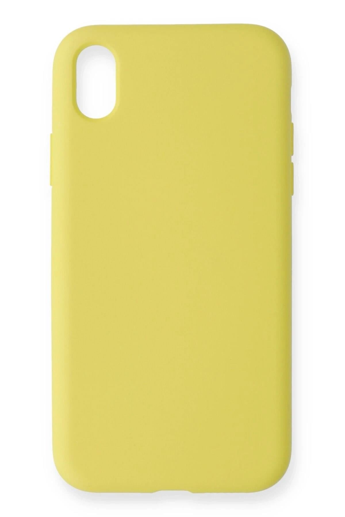 Mey İthalat®  iPhone XR Kılıf Nano içi Kadife Silikon - Sarı