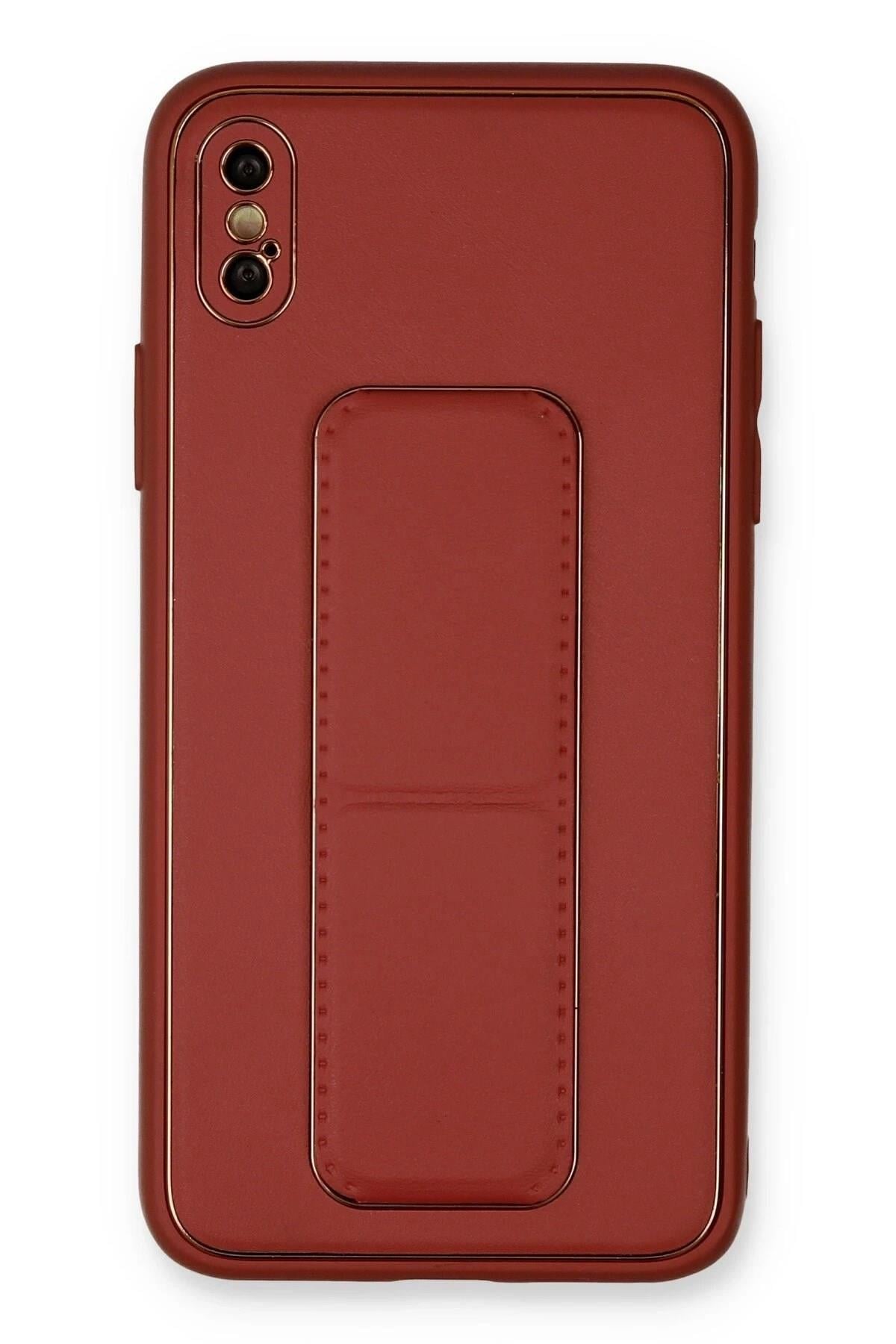 Mey İthalat®  iPhone XS Max Kılıf Coco Deri Standlı Kapak - Fuşya