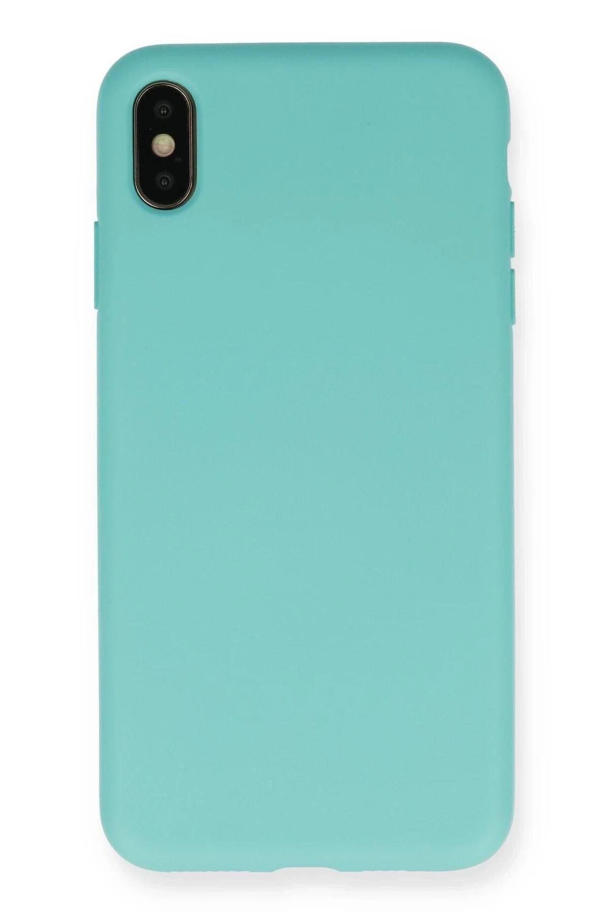 Mey İthalat®  iPhone XS Max Kılıf Nano içi Kadife Silikon - Turkuaz