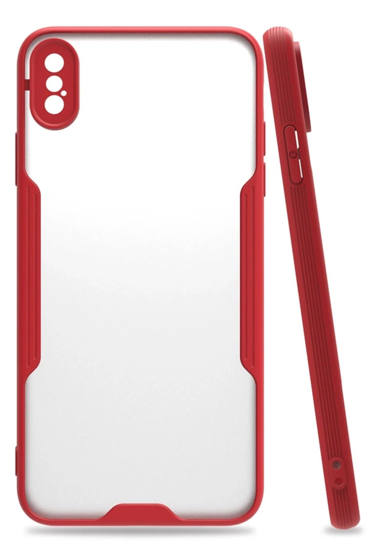 Mey İthalat®  iPhone XS Max Kılıf Platin Silikon - Kırmızı