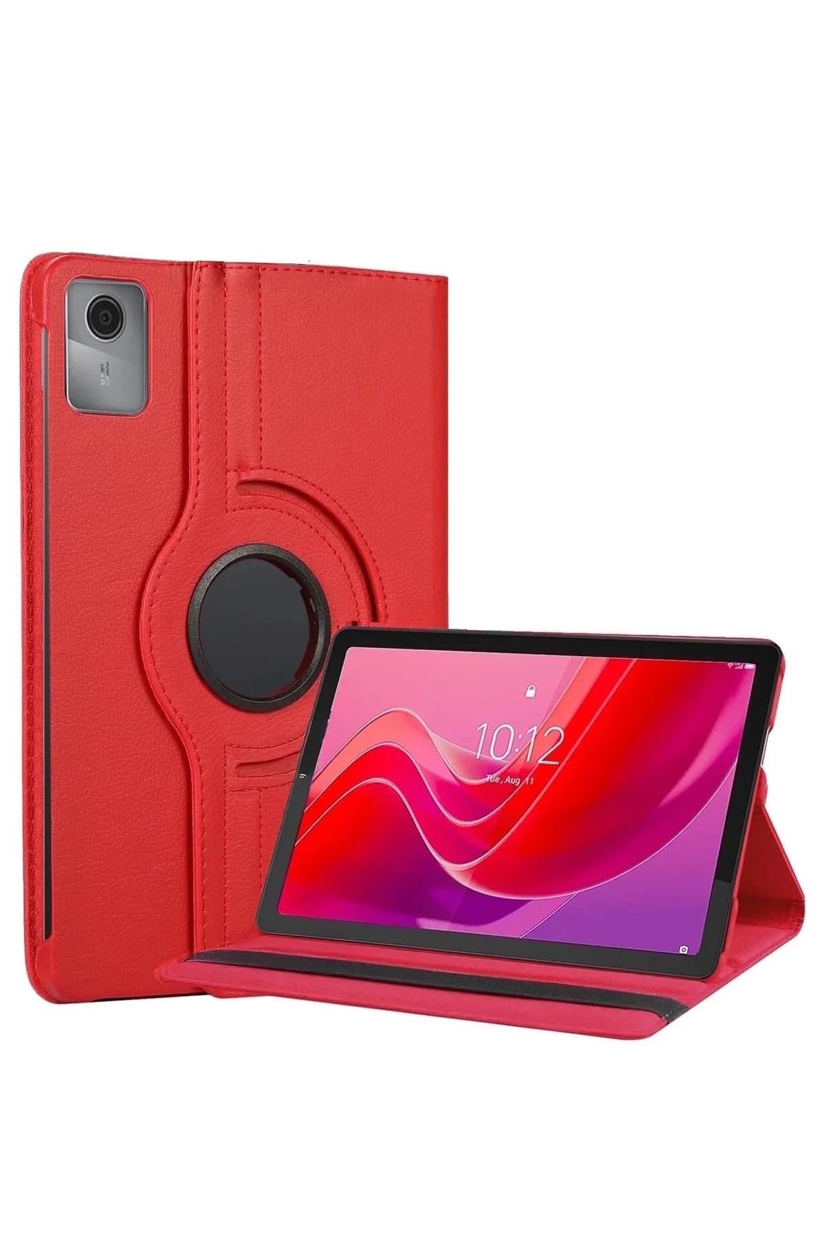 Mey İthalat®  Lenovo Tab M11 TB330FU 360 Tablet Deri Kılıf - Kırmızı