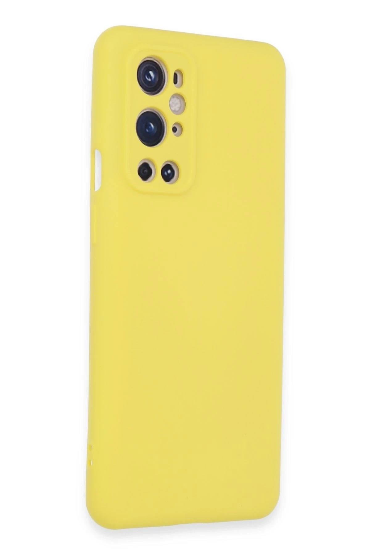Mey İthalat®  One Plus 9 Pro Kılıf Nano içi Kadife Silikon - Sarı