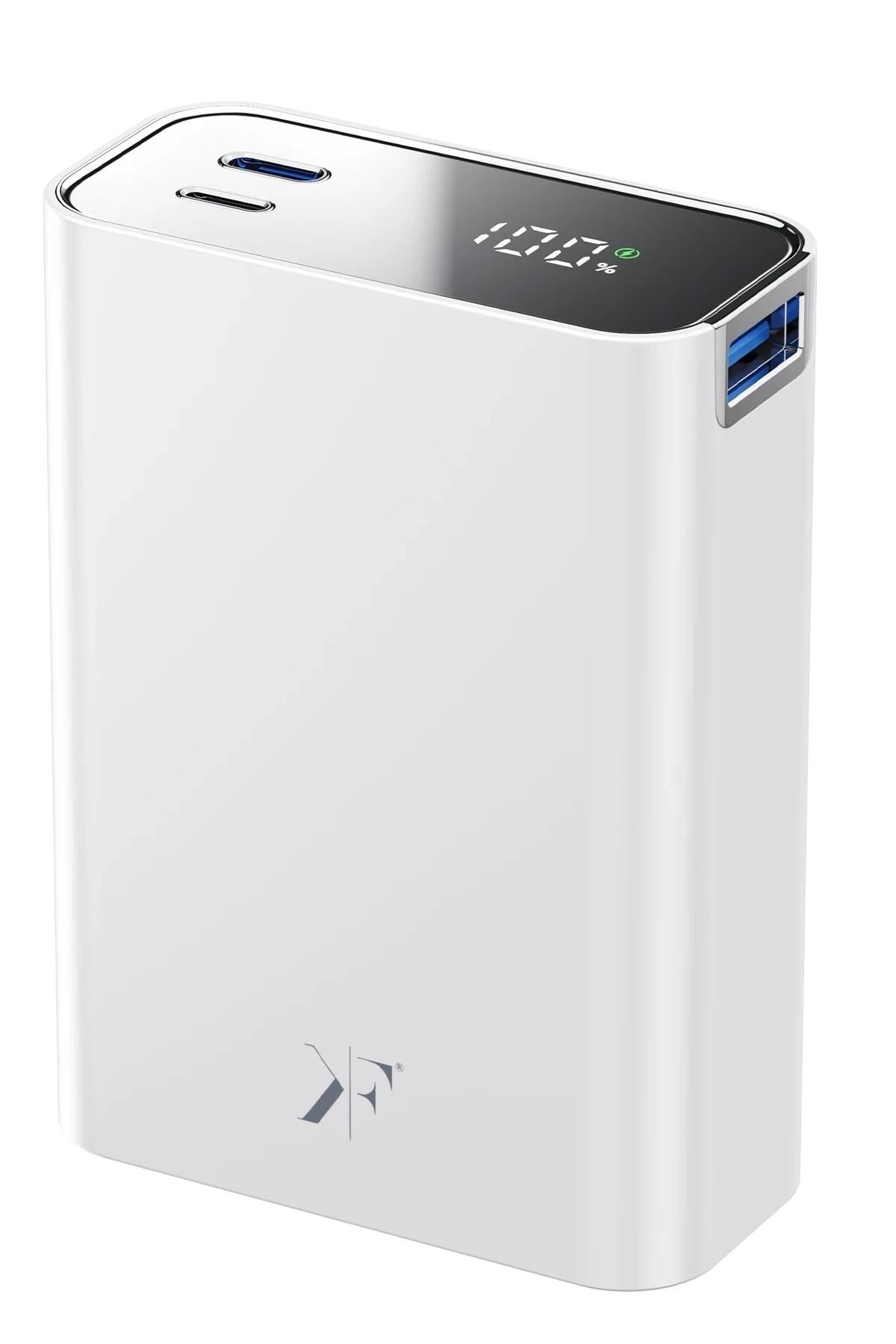 Mey İthalat®  PW501 20.000 mAh Dijital Göstergeli 2 Adet 45W Type-C ve 22.5W USB Çıkışlı Şarj PD Hızlı Şarj Powerbank - Beyaz